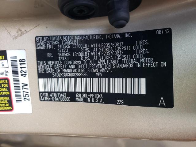 Photo 10 from auction – 2013 TOYOTA SIENNA with VIN 5TDZK3DC6DS288536