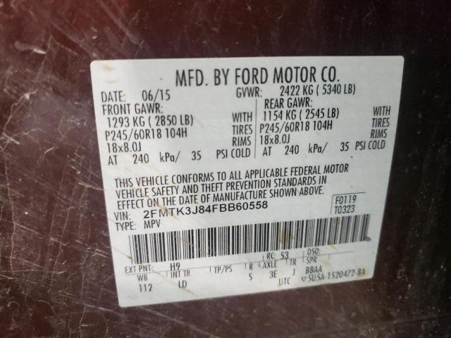 Photo 10 from auction – 2015 FORD EDGE SEL with VIN 2FMTK3J84FBB60558