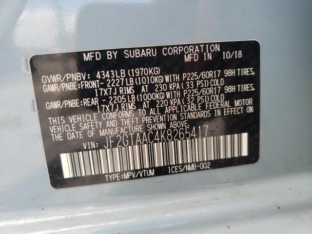 Photo 10 from auction – 2019 SUBARU CROSSTREK with VIN JF2GTAAC4K8265417