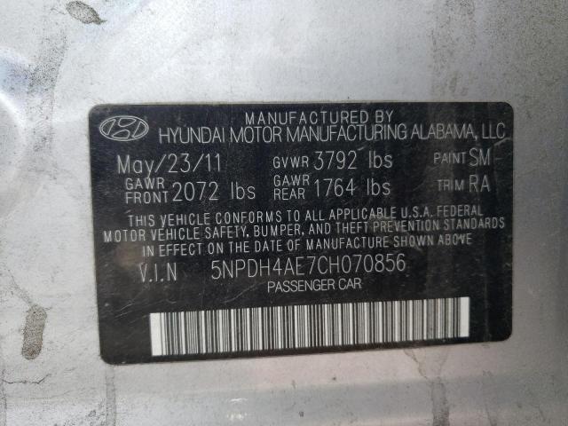 Photo 10 from auction – 2012 HYUNDAI ELANTRA GL with VIN 5NPDH4AE7CH070856