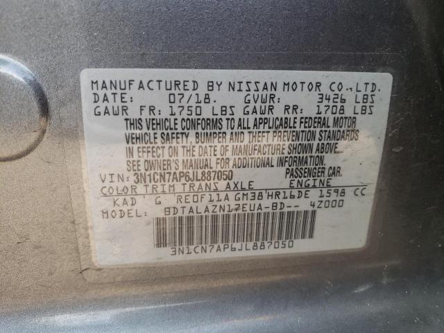 Photo 10 from auction – 2018 NISSAN VERSA S with VIN 3N1CN7AP6JL887050