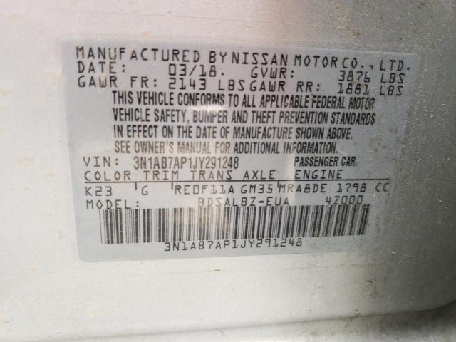 Photo 10 from auction – 2018 NISSAN SENTRA S with VIN 3N1AB7AP1JY291248