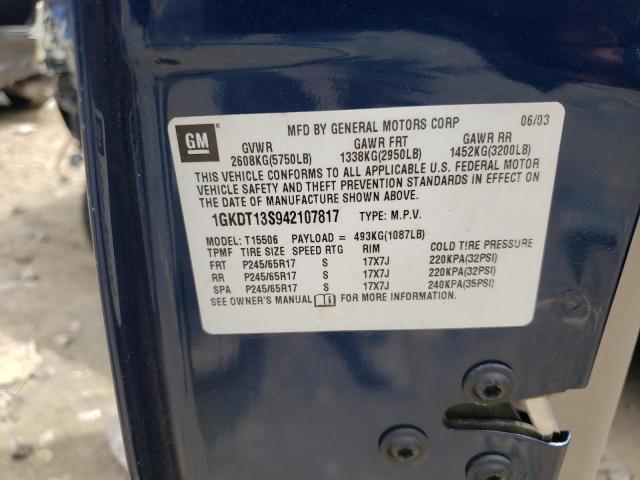 Photo 10 from auction – 2004 GMC ENVOY with VIN 1GKDT13S942107817