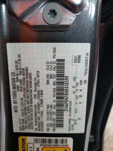 Photo 10 from auction – 2017 FORD FUSION SE with VIN 3FA6P0H78HR410599