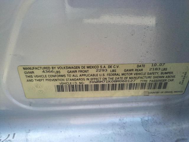 Photo 10 from auction – 2008 VOLKSWAGEN JETTA SE with VIN 3VWRM71K08M060127