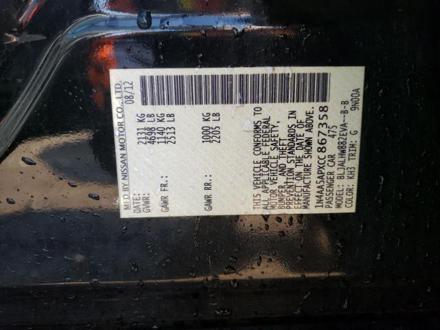 Photo 10 from auction – 2012 NISSAN MAXIMA S with VIN 1N4AA5APXCC867358
