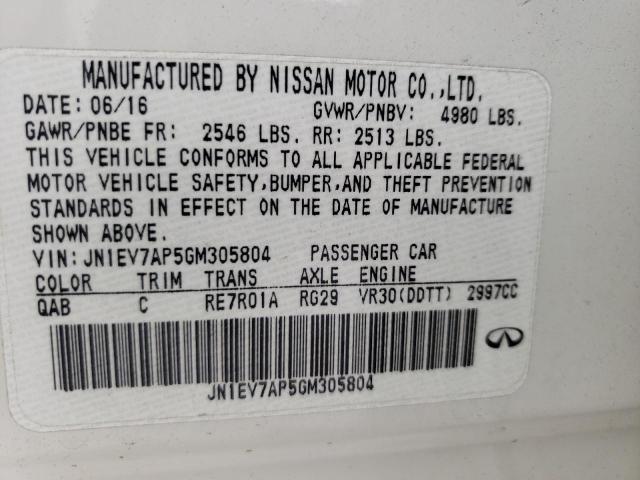 Photo 10 from auction – 2016 INFINITI Q50 PREMIU with VIN JN1EV7AP5GM305804