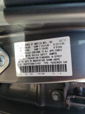 Photo 10 from auction – 2011 HONDA ACCORD LX with VIN 1HGCP2F36BA101452
