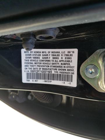 Photo 10 from auction – 2016 HONDA CIVIC EX with VIN 19XFC2F71GE071923