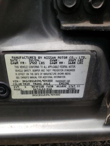 Photo 10 from auction – 2004 NISSAN SENTRA 1.8 with VIN 3N1CB51D34L904300