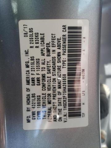 Photo 10 from auction – 2017 HONDA ACCORD EX with VIN 1HGCR2F75HA285658