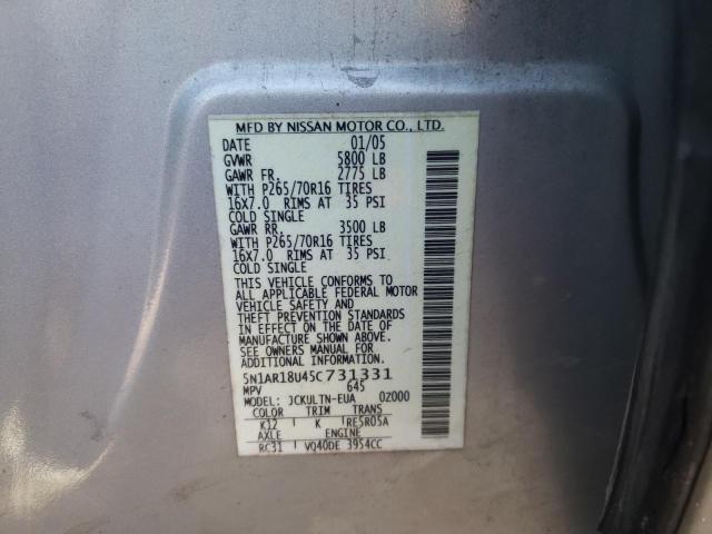 Photo 10 from auction – 2005 NISSAN PATHFINDER with VIN 5N1AR18U45C731331