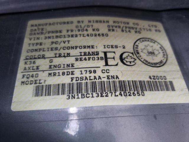 Photo 10 from auction – 2007 NISSAN VERSA S with VIN 3N1BC13E27L402650