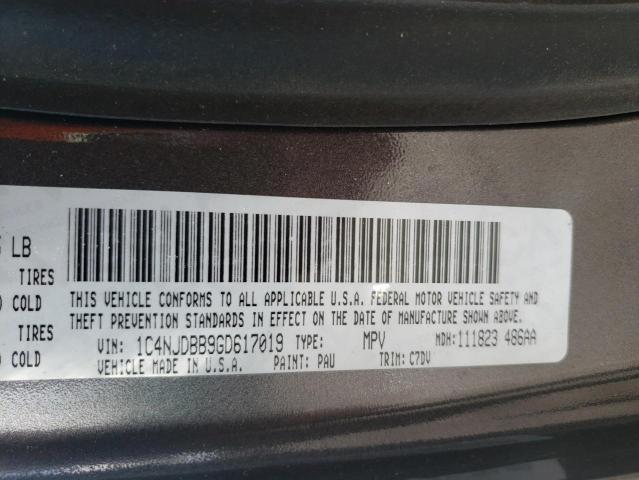Photo 10 from auction – 2016 JEEP COMPASS SP with VIN 1C4NJDBB9GD617019