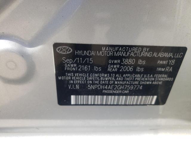 Photo 10 from auction – 2016 HYUNDAI ELANTRA SE with VIN 5NPDH4AE2GH759774