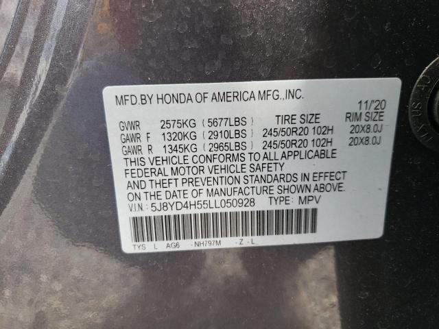 Photo 10 from auction – 2020 ACURA MDX TECHNO with VIN 5J8YD4H55LL050928