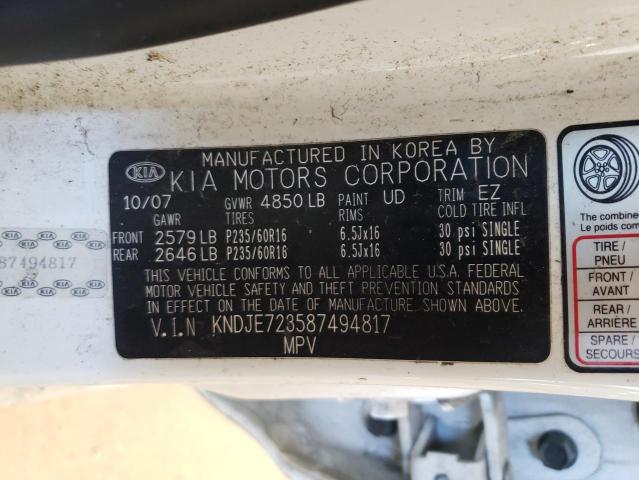 Photo 10 from auction – 2008 KIA SPORTAGE E with VIN KNDJE723587494817