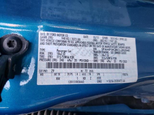 Photo 10 from auction – 2012 FORD FOCUS SE with VIN 1FAHP3K28CL262940