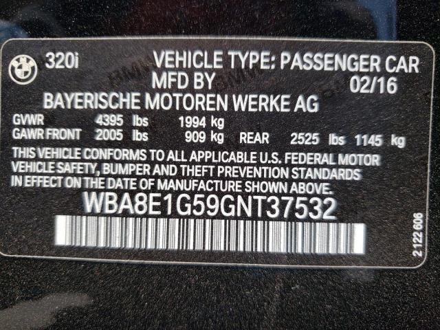 Photo 10 from auction – 2016 BMW 320 I with VIN WBA8E1G59GNT37532