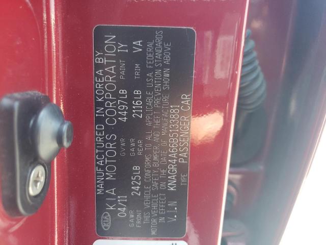 Photo 10 from auction – 2011 KIA OPTIMA SX with VIN KNAGR4A66B5133881