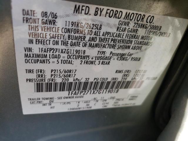 Photo 10 from auction – 2007 FORD FIVE HUNDR with VIN 1FAFP271X7G119018