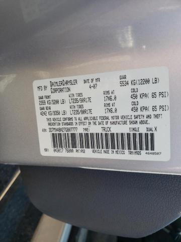 Photo 10 from auction – 2007 DODGE RAM 3500 S with VIN 3D7MX48A27G807777