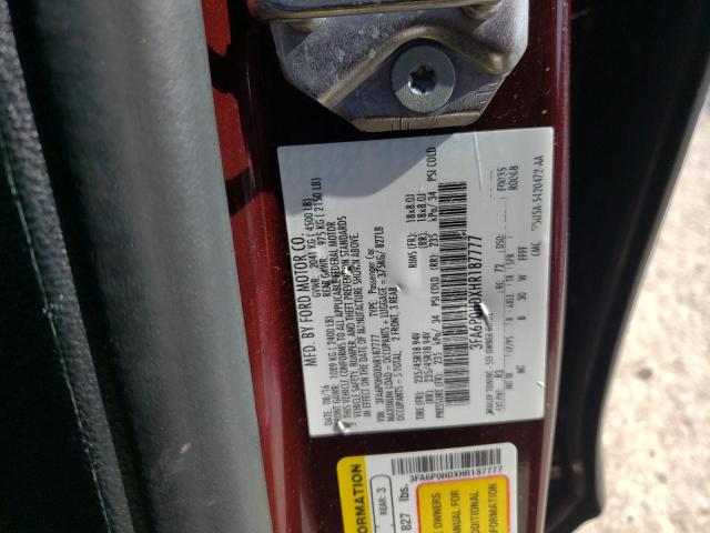 Photo 10 from auction – 2017 FORD FUSION with VIN 3FA6P0HDXHR187777