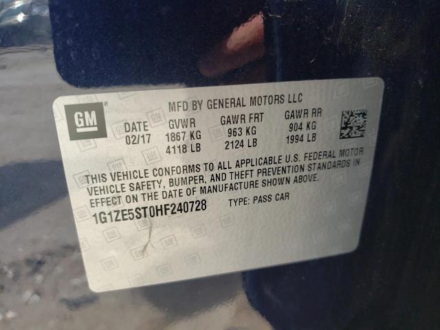 Photo 10 from auction – 2017 CHEVROLET MALIBU LT with VIN 1G1ZE5ST0HF240728