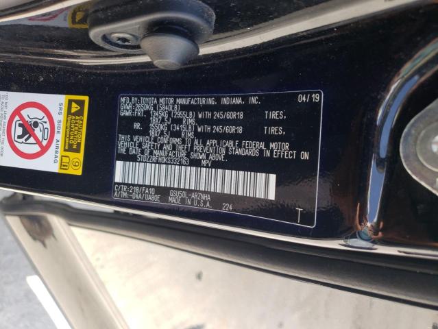 Photo 10 from auction – 2019 TOYOTA HIGHLANDER with VIN 5TDZZRFH0KS332163