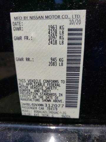 Photo 10 from auction – 2021 NISSAN ALTIMA SV with VIN 1N4BL4DVXMN312077