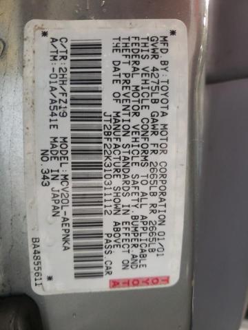 Photo 10 from auction – 2001 TOYOTA CAMRY CE with VIN JT2BF22K310311112