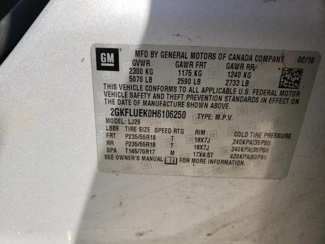 Photo 10 from auction – 2017 GMC TERRAIN SL with VIN 2GKFLUEK0H6106250