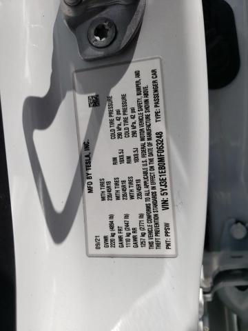 Photo 10 from auction – 2021 TESLA MODEL 3 with VIN 5YJ3E1EB0MF063248
