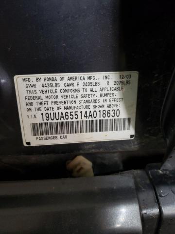 Photo 10 from auction – 2004 ACURA TL with VIN 19UUA65514A018630