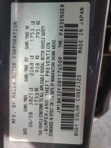 Photo 10 from auction – 2008 MAZDA 3 I with VIN JM1BK32F081176509