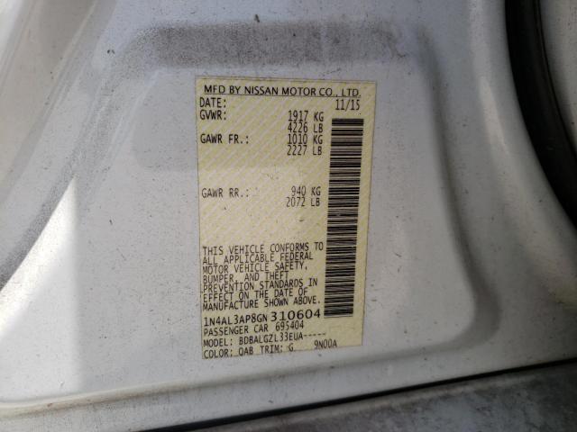 Photo 10 from auction – 2016 NISSAN ALTIMA 2.5 with VIN 1N4AL3AP8GN310604
