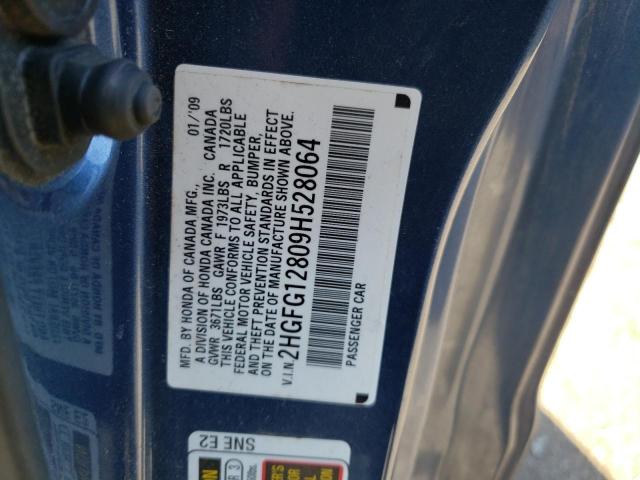 Photo 10 from auction – 2009 HONDA CIVIC EX with VIN 2HGFG12809H528064