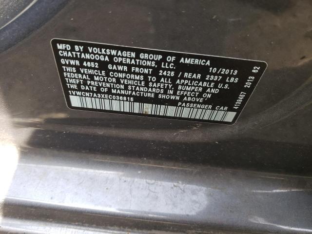 Photo 10 from auction – 2014 VOLKSWAGEN PASSAT SEL with VIN 1VWCN7A3XEC036815