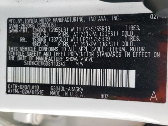 Photo 10 from auction – 2013 TOYOTA HIGHLANDER with VIN 5TDYK3EH6DS110342