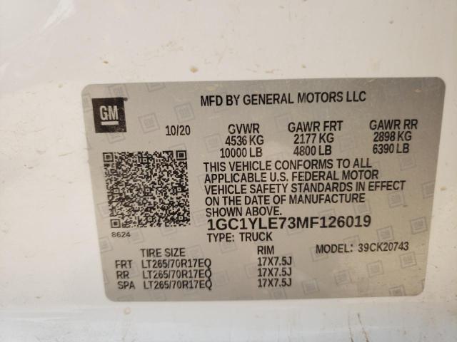 Photo 10 from auction – 2021 CHEVROLET SILVERADO with VIN 1GC1YLE73MF126019