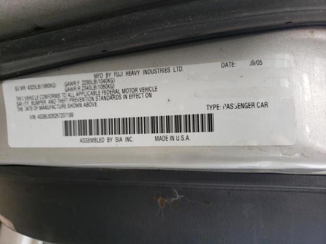 Photo 10 from auction – 2006 SUBARU LEGACY 2.5 with VIN 4S3BL626267207199