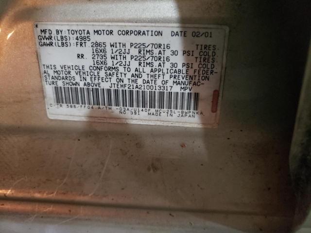 Photo 10 from auction – 2001 TOYOTA HIGHLANDER with VIN JTEHF21A210013317