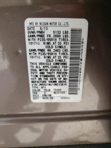 Photo 10 from auction – 2013 NISSAN MURANO S with VIN JN8AZ1MU1DW213916