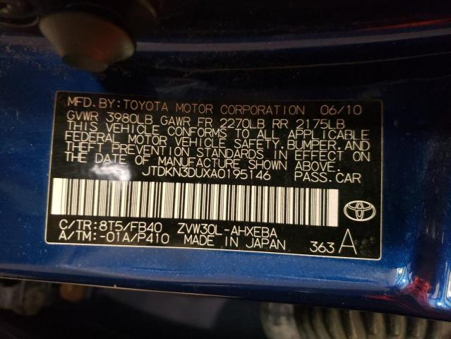 Photo 10 from auction – 2010 TOYOTA PRIUS with VIN JTDKN3DUXA0195146