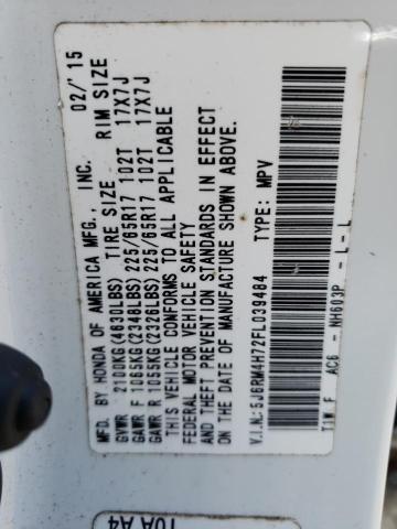 Photo 10 from auction – 2015 HONDA CR-V EXL with VIN 5J6RM4H72FL039484