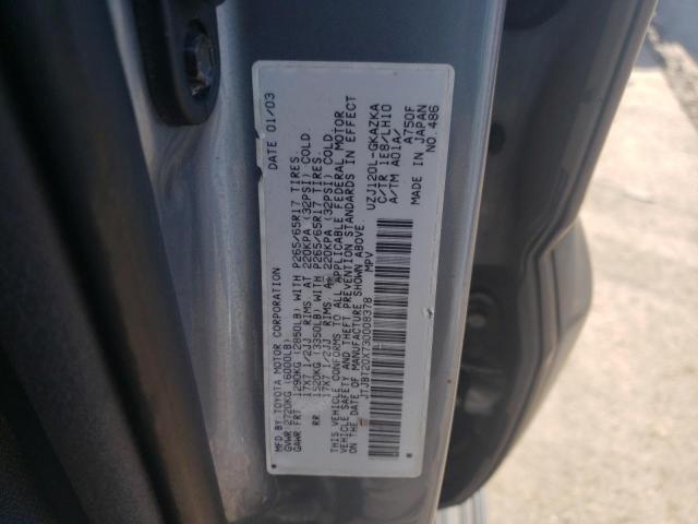 Photo 10 from auction – 2003 LEXUS GX 470 with VIN JTJBT20X730008378