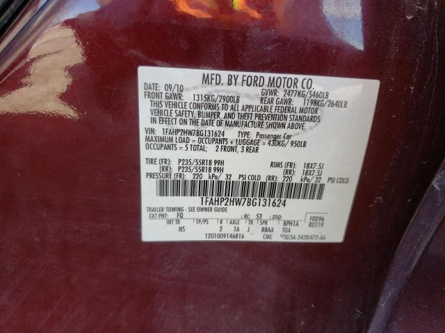 Photo 10 from auction – 2011 FORD TAURUS SEL with VIN 1FAHP2HW7BG131624