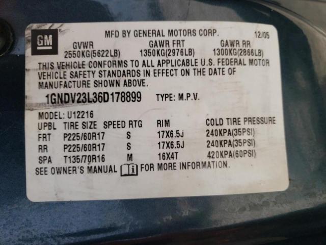 Photo 10 from auction – 2006 CHEVROLET UPLANDER L with VIN 1GNDV23L36D178899