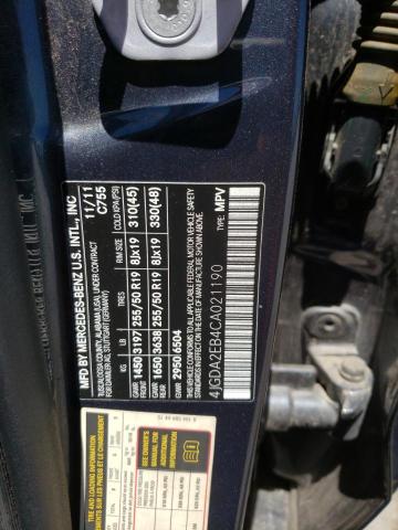 Photo 10 from auction – 2012 MERCEDES-BENZ ML 350 BLU with VIN 4JGDA2EB4CA021190