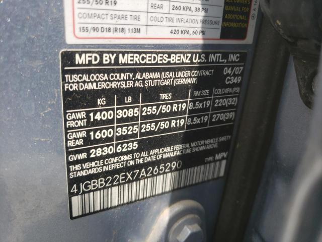 Photo 10 from auction – 2007 MERCEDES-BENZ ML 320 CDI with VIN 4JGBB22EX7A265290